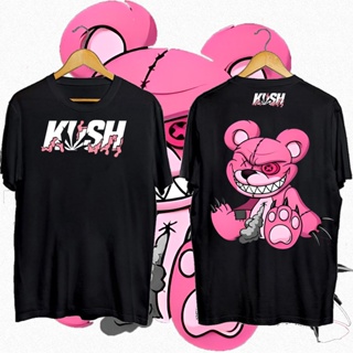 เสื้อยืดคอกลมevil teddy bear สไตล์ใหม่ ขายร้อน KU*SH Evil Teddy Bear Trend New Design Bully เสื้อยืดแฟชั่นพิมพ์ เสื้อยืด