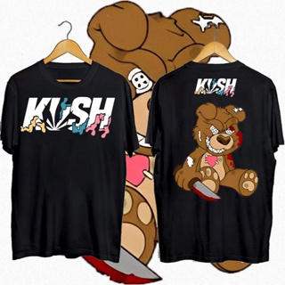 เสื้อยืดคอกลม evil teddy bear สไตล์ใหม่ ขายร้อน KU*SH Evil Teddy Bear Trend New Design Bully เสื้อยืดแฟชั่นพิมพ์
