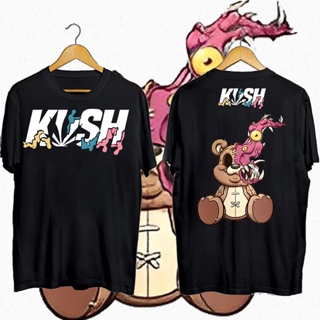 เสื้อยืดคอกลม evil teddy bear สไตล์ใหม่ ขายร้อน KU*SH Evil Teddy Bear Trend New Design Bully เสื้อยืดแฟชั่นพิมพ์