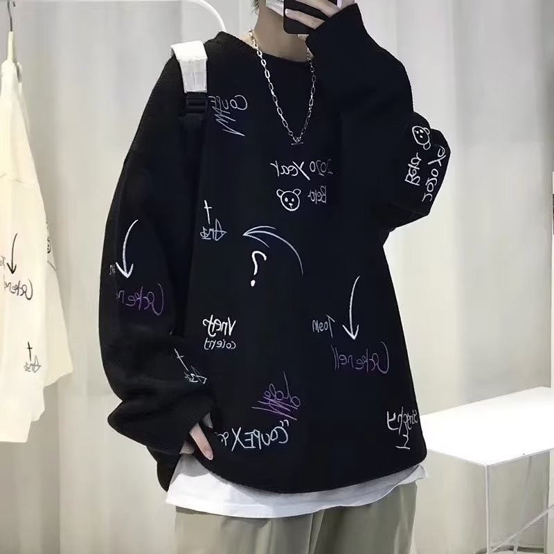 เสื้อกันหนาวลําลอง-เสื้อสเวตเตอร์ผู้ชาย-คอกลม-แขนยาว-ทรงหลวม-แฟชั่นฤดูหนาว-สําหรับผู้ชาย-เสื้อกันหนาวผู้ชาย