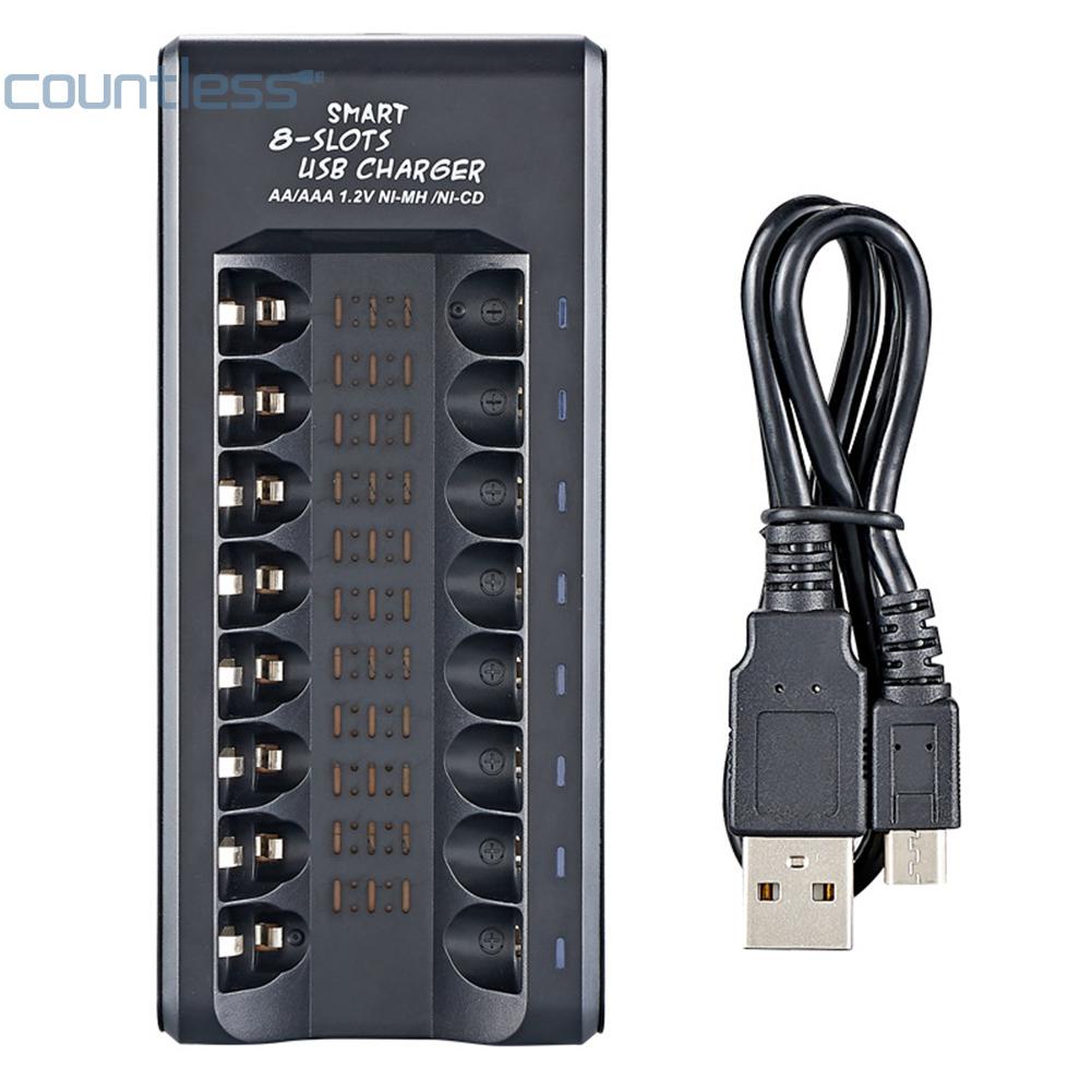 ใหม่-เครื่องชาร์จแบตเตอรี่ไฟฟ้า-usb-1-2v-8-ช่อง-ชาร์จเร็ว-countless-th