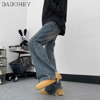 DaDuHey🔥 Mens 2023 Summer Fashion All-Matching Design Ripped Casual Pants American Fashion Brand High Street Retro Loose Jeans