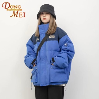 เสื้อแจ็กเก็ต ผ้าฝ้าย แบบหนา บุซับใน ทรงหลวม สีฟ้า แฟชั่นฤดูหนาว สไตล์เกาหลี สําหรับผู้หญิง 2023