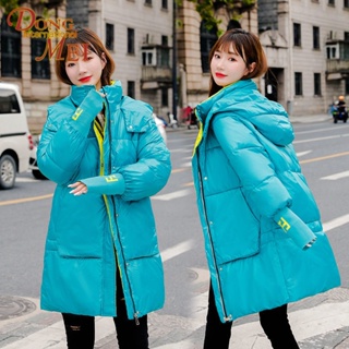 เสื้อแจ็กเก็ต ความยาวปานกลาง ผ้าฝ้าย บุฟองน้ํา ทรงหลวม สีตัดกัน สไตล์เกาหลี แฟชั่นฤดูหนาว สําหรับผู้หญิง 2023