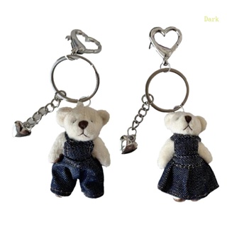 พวงกุญแจ จี้ตุ๊กตาหมีน่ารัก ผ้ากํามะหยี่ขนนิ่ม รูปหัวใจ สีเข้ม เหมาะกับวันหยุด สําหรับรถยนต์