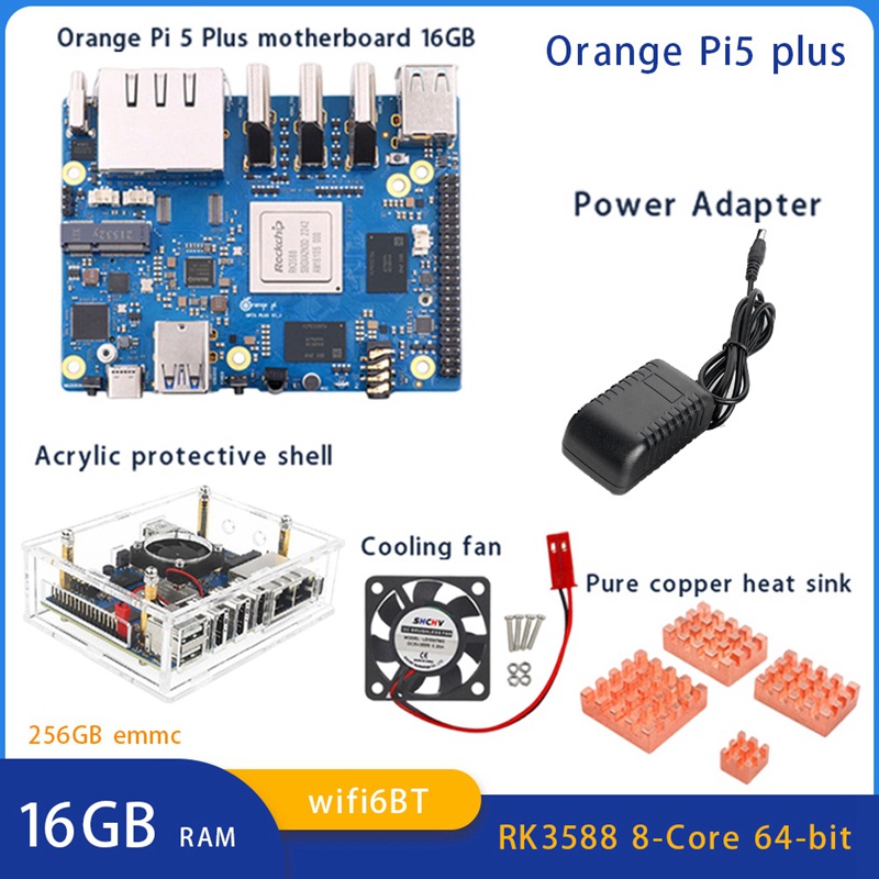 บอร์ดขยายเครือข่าย-pi-5-plus-16gb-ram-rk3588-octa-core-2-5g-พร้อมบอร์ดขยาย-pcie-ติดตั้งง่าย-ปลั๊ก-eu