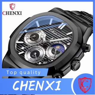 Chenxi CHENXI พร้อมส่ง นาฬิกาข้อมือ อเนกประสงค์ หกเหลี่ยม ปฏิทิน ดวงจันทร์ สําหรับผู้ชาย