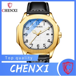 Chenxi CHENXI พร้อมส่ง นาฬิกาข้อมือควอตซ์แฟชั่น สายหนังวัวแท้ กันน้ํา สําหรับบุรุษ