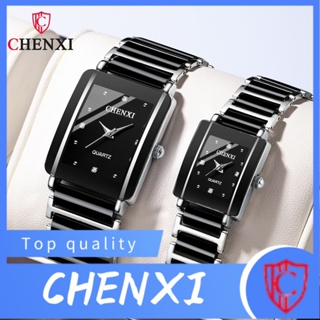 Chenxi CHENXI พร้อมส่ง นาฬิกาข้อมือควอตซ์แฟชั่น สายเซรามิค ทรงสี่เหลี่ยม 104A สําหรับคู่รัก