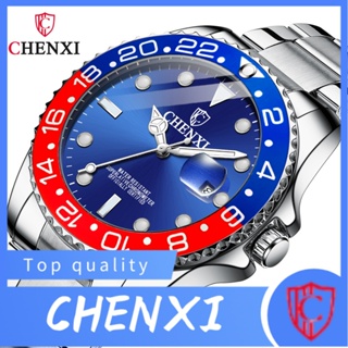 Chenxi CHENXI พร้อมส่ง Fangsheng นาฬิกาข้อมือ สายเหล็กเรืองแสง กันน้ํา สีเขียว สําหรับคู่รัก