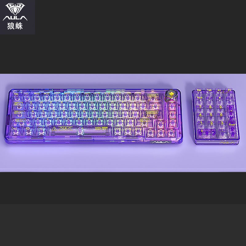 Aula F68 คีย์บอร์ดไร้สาย 3 โหมด RGB ปะเก็นใส เปลี่ยนสีได้ | Shopee Thailand