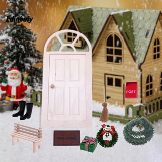 Edi ประตูไม้จิ๋ว สําหรับตกแต่งบ้านตุ๊กตา เทศกาลคริสต์มาส 27 ชิ้น