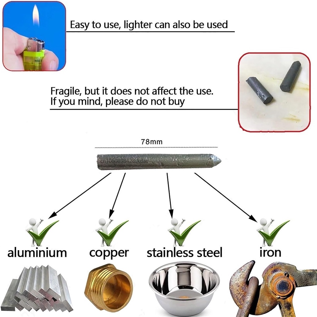 แท่งเชื่อมผง-อุณหภูมิต่ํา-ละลายง่าย-สําหรับแท่งอลูมิเนียม-สเตนเลส-ทองแดง-เหล็ก-พลาสติก-10-ชิ้น