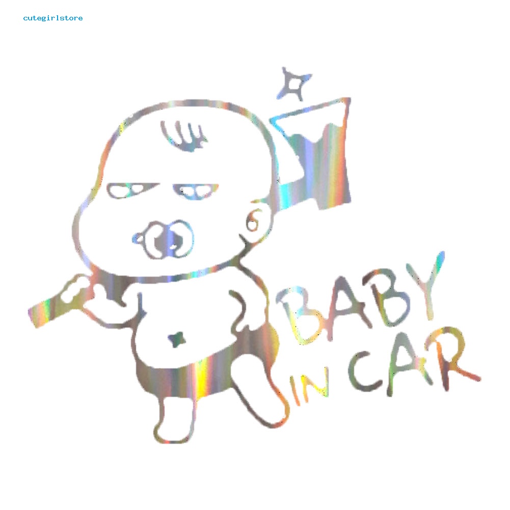 cute-สติกเกอร์สะท้อนแสง-ลายเลเซอร์-baby-in-car-หลากสี-สําหรับตกแต่งหน้าต่างรถยนต์