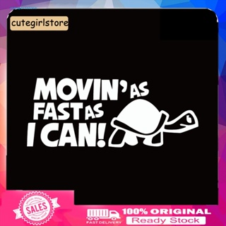 Cute_ สติกเกอร์ ลายการ์ตูนสัตว์น่ารัก Movinas Fast as I Can Tortoise สําหรับติดตกแต่งรถยนต์