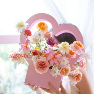 Alisond1 ตะกร้าดอกไม้ รูปหัวใจ โรแมนติก ของขวัญวันวาเลนไทน์ สําหรับงานแต่งงาน กล่องกระดาษ