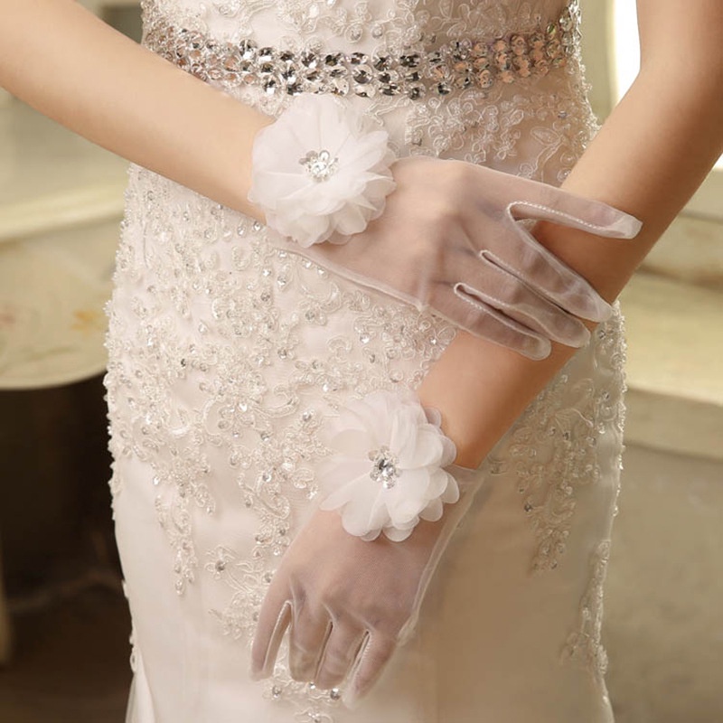 ถุงมือเจ้าสาว-แบบสั้น-สีเบจใส-สําหรับงานเลี้ยงตอนเย็น-งานแต่งงาน