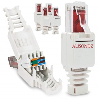 Alisondz RJ45 ตัวเชื่อมต่อ แบบพกพา 8P8C POE เครื่องมือ-less CCTV CAT6