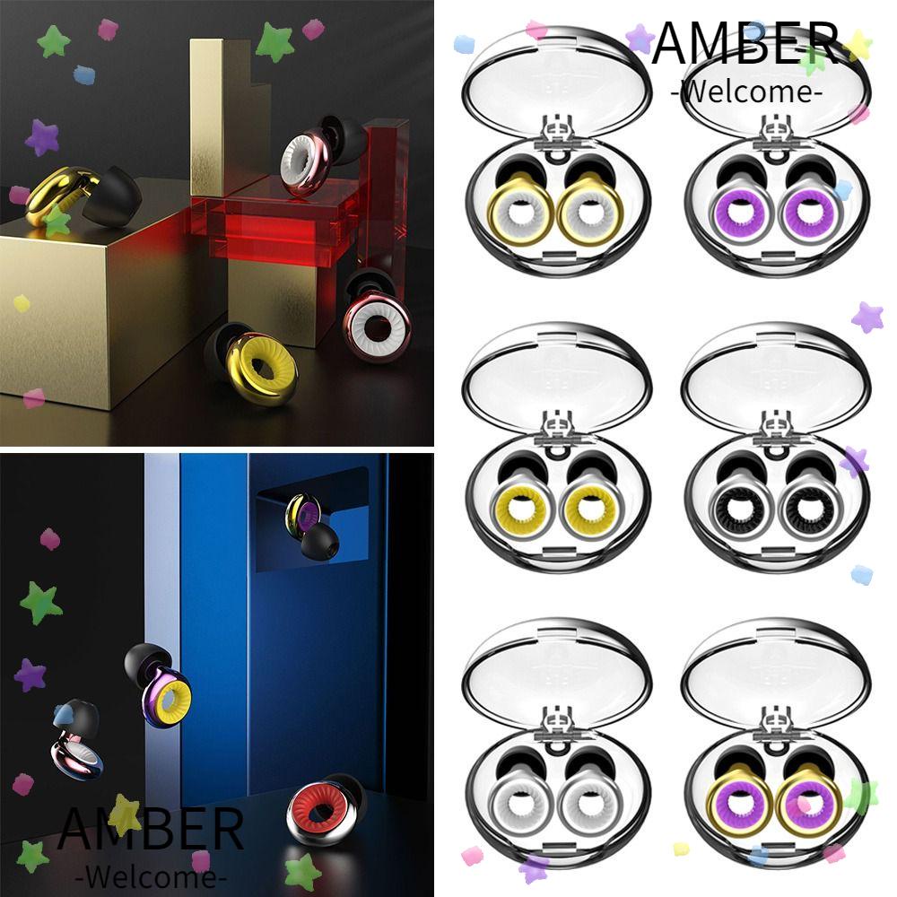 amber-ใหม่ซิลิโคนปลั๊กอุดหูreusable-sleepเสียงรบกวนหูปลั๊กตัดอุปกรณ์ลดเสียงรบกวนsoundproofเสียงรบกวนปลั๊กอุดหู