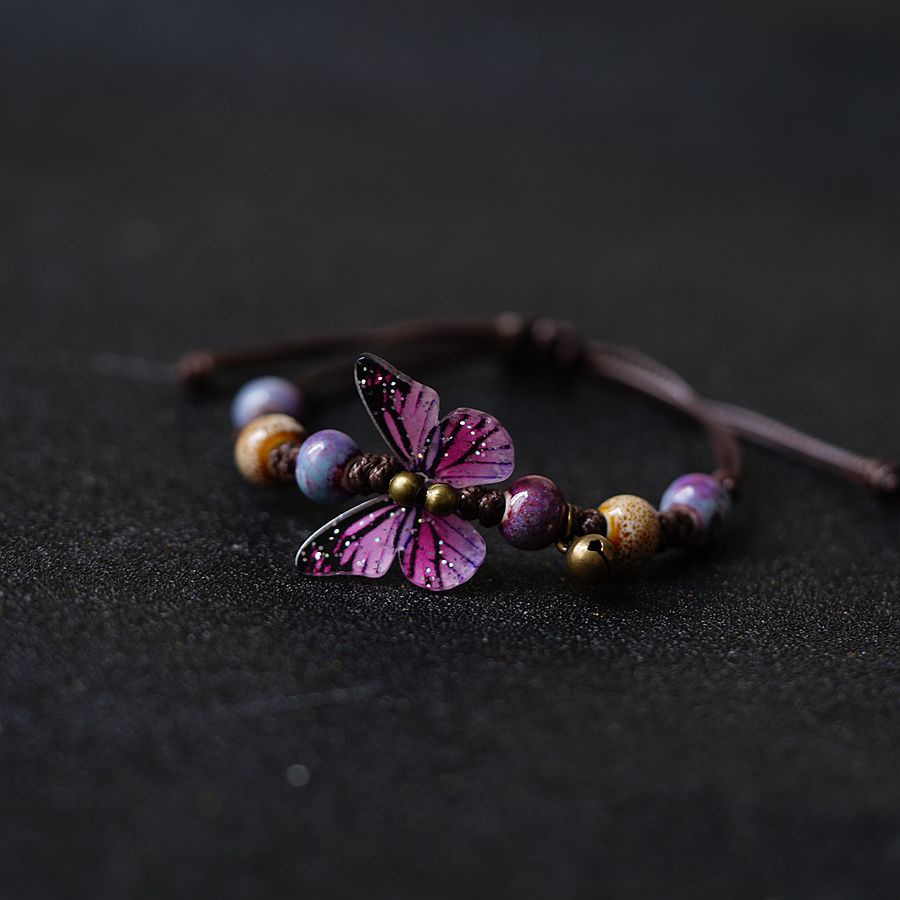 สร้อยข้อมือเซรามิค-แบบถัก-ลายผีเสื้อ-เข้ากับทุกการแต่งกาย-สไตล์แฟรี่-สําหรับผู้หญิง