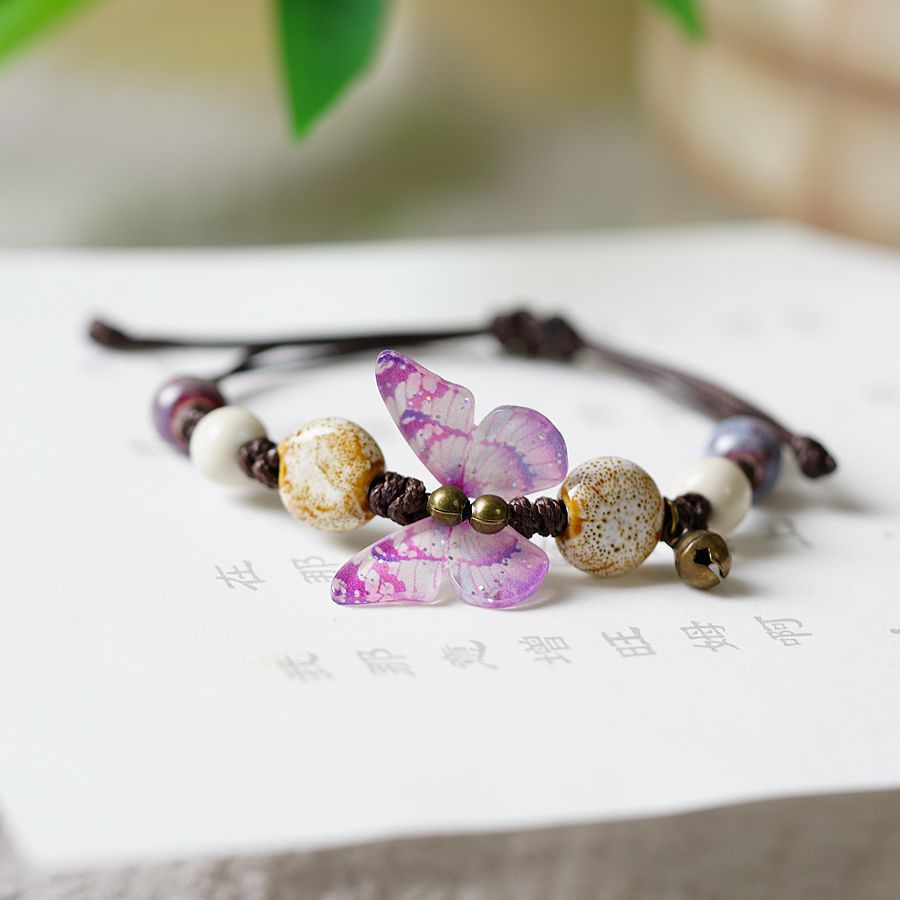 สร้อยข้อมือเซรามิค-แบบถัก-ลายผีเสื้อ-เข้ากับทุกการแต่งกาย-สไตล์แฟรี่-สําหรับผู้หญิง