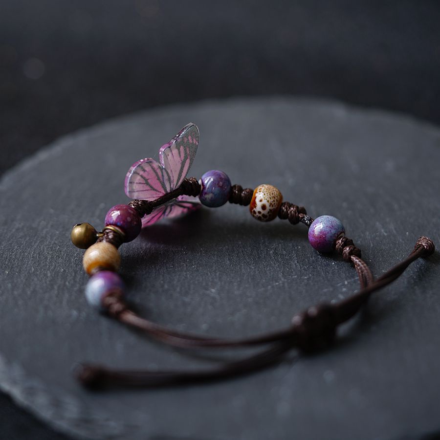 สร้อยข้อมือเซรามิค-แบบถัก-ลายผีเสื้อ-เข้ากับทุกการแต่งกาย-สไตล์แฟรี่-สําหรับผู้หญิง