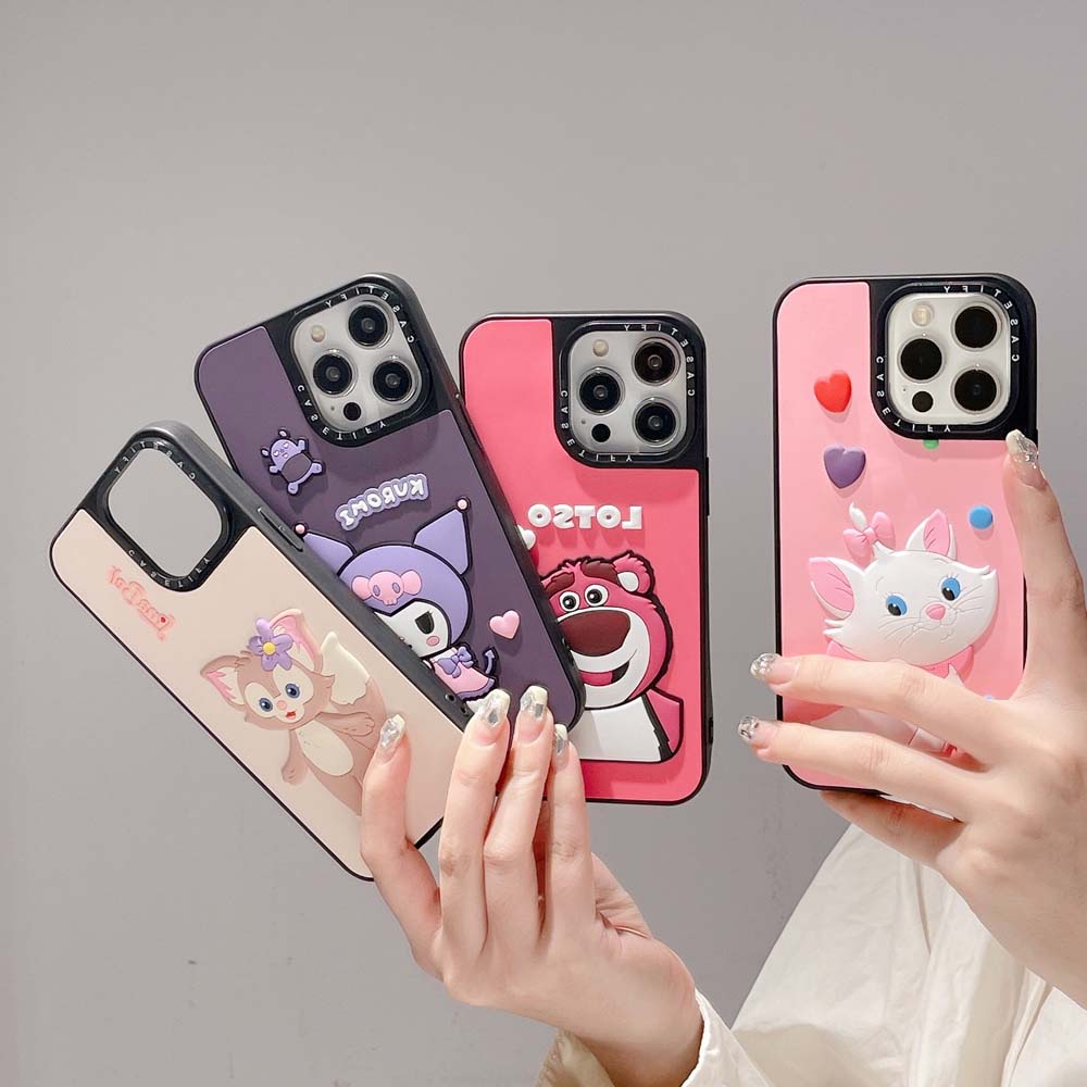 เคสโทรศัพท์มือถือแบบนิ่ม-กันกระแทก-ลายหมีสตรอเบอร์รี่-คุโรมิน่ารัก-3d-หรูหรา-สําหรับ-iphone-11-14promax-12promax-13promax-11pro-14plus