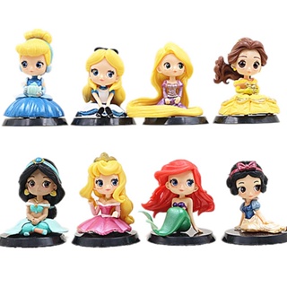 ชุดฟิกเกอร์ตุ๊กตาเจ้าหญิงดิสนีย์ Jasmine Snow White Rapunzel Tangled Alice Belle 8 ชิ้น