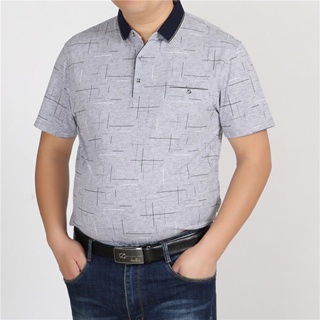 Spot cotton POLO shirts mens middle-aged dads wear summer fat short-sleeved oversized cotton T-shirts old people fat plus half-sleeved T-shirts grandpa shirts boys clothes