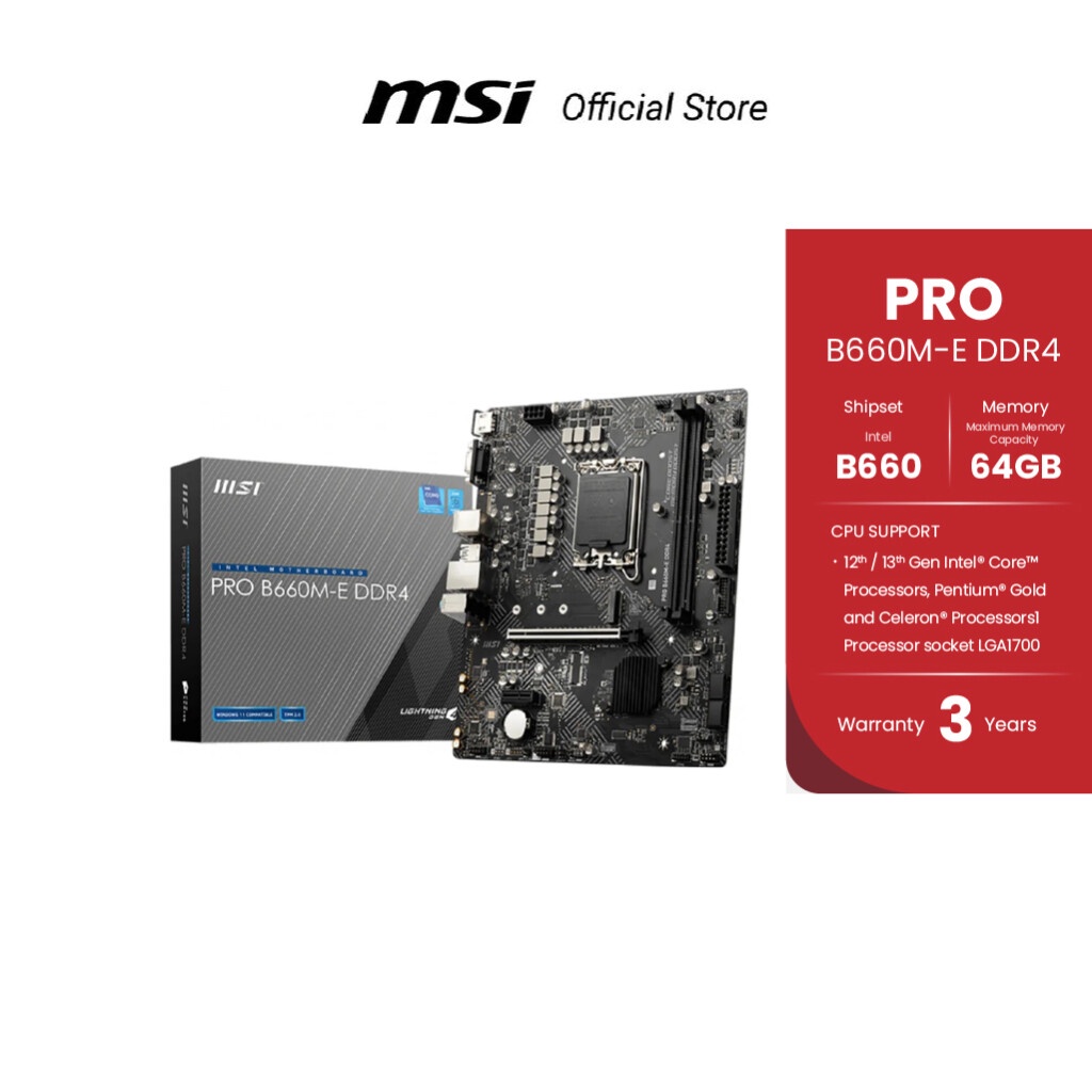 MSI MOTHERBOARD (เมนบอร์ด) PRO B660ME DDR4 LGA 1700 Shopee Thailand