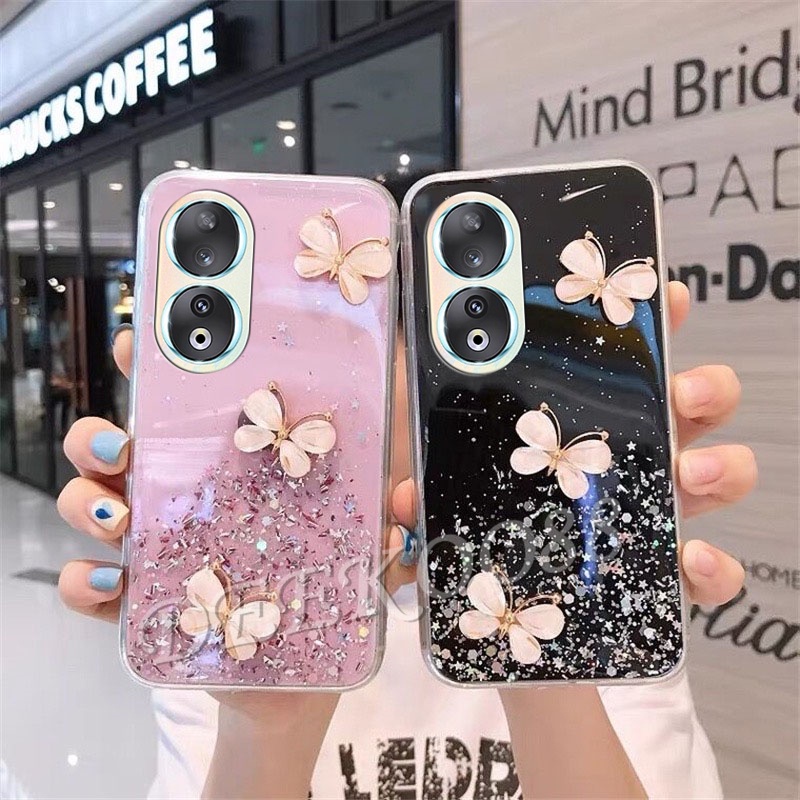 พร้อมส่ง-ใหม่-เคสโทรศัพท์มือถือใส-แบบนิ่ม-ลายผีเสื้อ-ประดับเลื่อม-สําหรับ-honor-90-5g-lite-honor90-honor90lite-2023-honor-90-lite