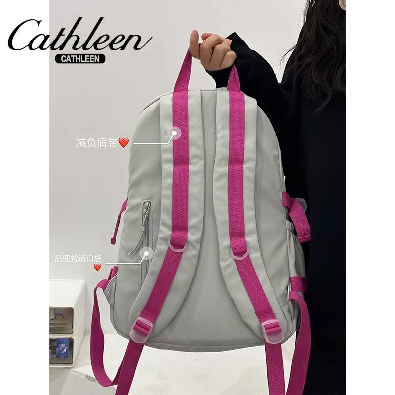 kathleen-กระเป๋าเป้สะพายหลัง-กระเป๋านักเรียน-ความจุขนาดใหญ่-สไตล์เรโทร-เรียบง่าย-สําหรับผู้หญิง