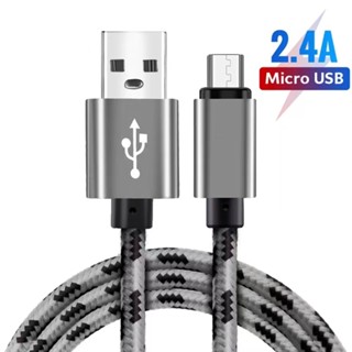 2.4a สายชาร์จ Micro Usb ชาร์จเร็ว สายข้อมูลไนลอน สายเคเบิลโทรศัพท์ สําหรับ OPPO Vivo