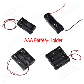 กล่องพลาสติกเก็บแบตเตอรี่ AAA พร้อมสายตะกั่ว สําหรับแบตเตอรี่ AAA 1.5V 1 2 3 4 ช่อง