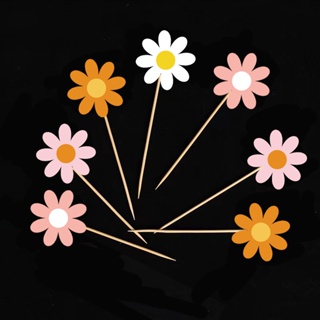 ท็อปเปอร์ รูปดอกเดซี่ สีชมพู สร้างสรรค์ สําหรับตกแต่งเค้ก ผลไม้ ขนมหวาน งานรื่นเริง ปาร์ตี้วันเกิด 20 ชิ้น ต่อชุด