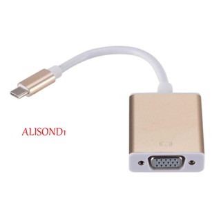 Alisond1 อะแดปเตอร์แปลง Type C เป็น VGA 10Gbps Type-C 3.1 สายเคเบิลหน้าจอ HD ขนาดเล็ก สําหรับแท็บเล็ต มอนิเตอร์ โปรเจคเตอร์ ทีวี