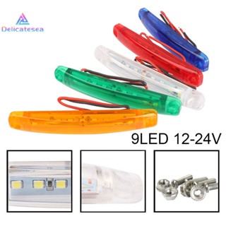 [Delicatesea] หลอดไฟหรี่ LED 9 SMD 24V 12V แรงดันไฟฟ้ากว้าง สําหรับรถบรรทุก รถพ่วง 2 ชิ้น