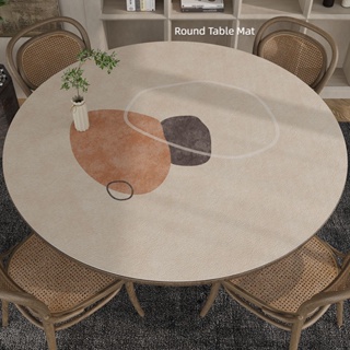 ผ้าปูโต๊ะหนัง ทรงกลม กันน้ํา กันน้ํามัน กันความร้อน กันลื่น สไตล์ญี่ปุ่น สําหรับใช้ในครัวเรือน