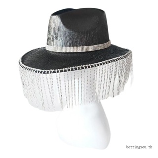Bettingyou | | หมวกคาวบอย ระบายอากาศ ผู้หญิง ผู้ชาย งานพรอม ปาร์ตี้ หมวกคาวบอย พร้อมพู่ พลอยเทียม