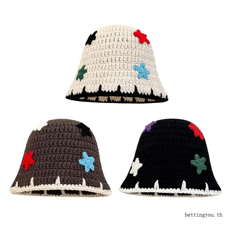 bettingyou-หมวกถักโครเชต์-หมวกบีนนี่-หมวกบักเก็ต-สองด้าน-สําหรับฤดูใบไม้ผลิ-ฤดูใบไม้ร่วง-ฤดูหนาว