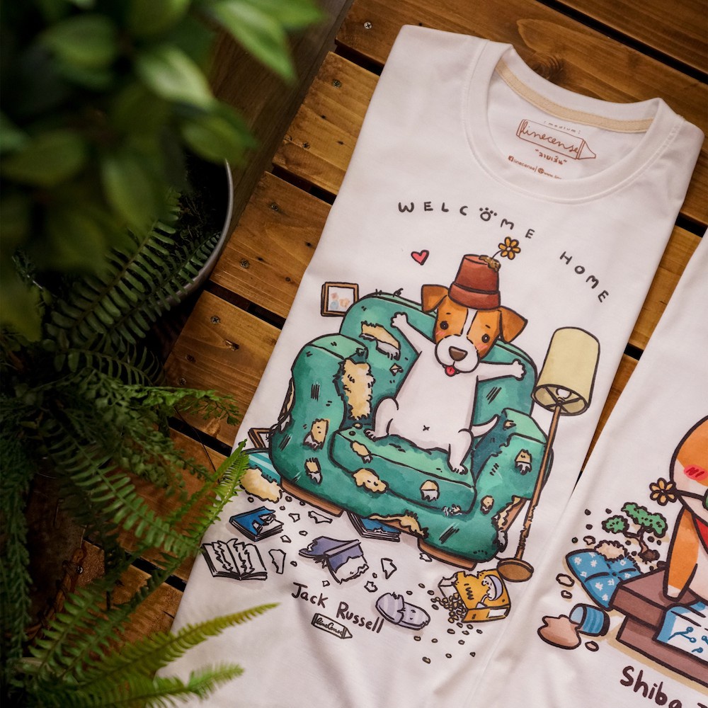 jack-russell-welcome-home-t-shirt-เสื้อยืด-ลายน้องหมา-แจค-รัสเซล