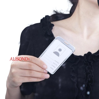 Alisond1 ที่ใส่นามบัตร สองด้าน ทนทาน คลิปโลหะ เคสประจําตัว นามบัตร ฝาครอบป้องกัน