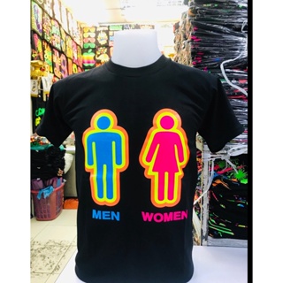 สไตล์ใหม่ ( MEN WOMEN )เสื้อยืดสีสะท้อนแสง คอกลม