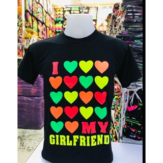 สไตล์ใหม่ ( I ️ MY GIRLFRIEND) เสื้อยืดสีสะท้อนแสง คอกลม