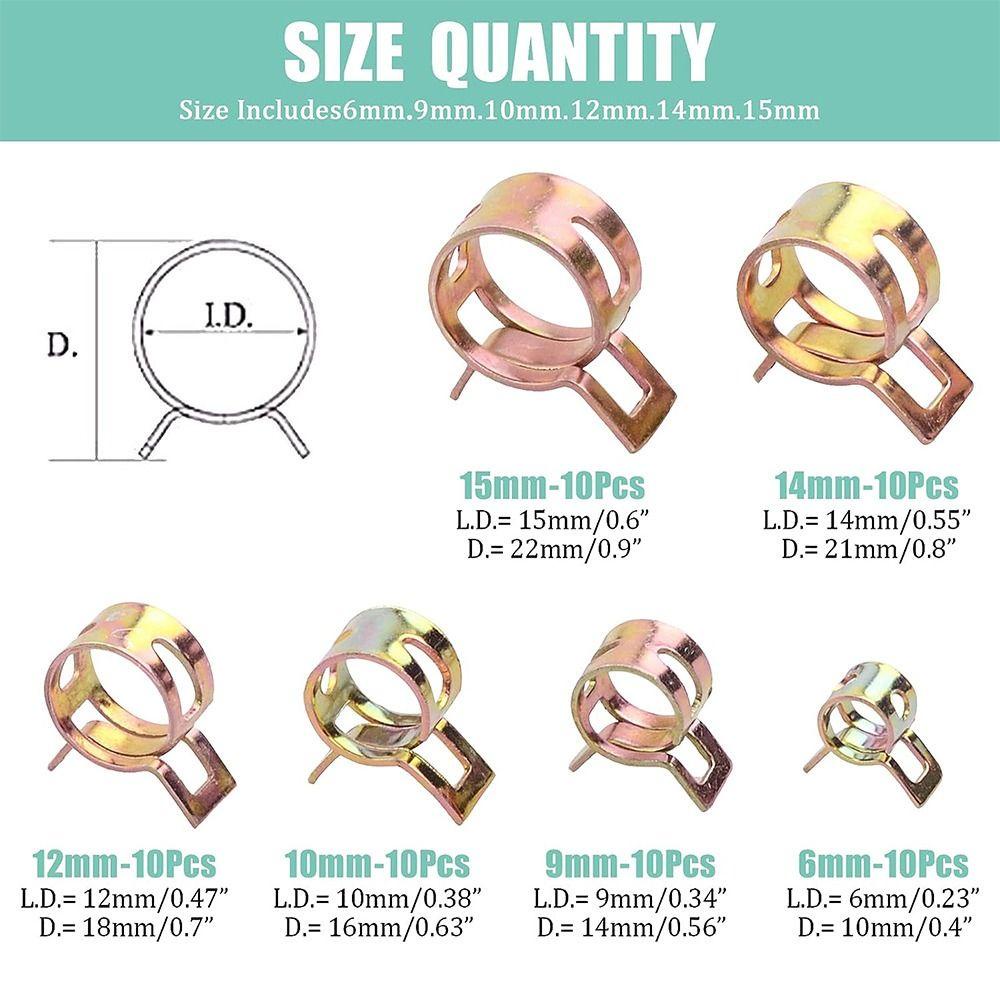 faccfki-แคลมป์สปริงท่อน้ําสุญญากาศ-แรงดันต่ํา-6-มม-9-มม-10-มม-12-มม-14-มม-15-มม-6-ขนาด-60-ชิ้น