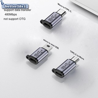 Btm อะแดปเตอร์แปลง Micro USB Mini USB TypeC ตัวผู้ ตัวเมีย ซิงค์ข้อมูล ชาร์จ + สายคล้อง