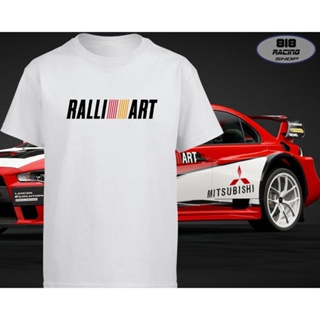 สตรีทแฟชั่น เสื้อยืด Racing Sport [สีขาว / สีเทา] [Mitsubishi Ralliart]คอกลม