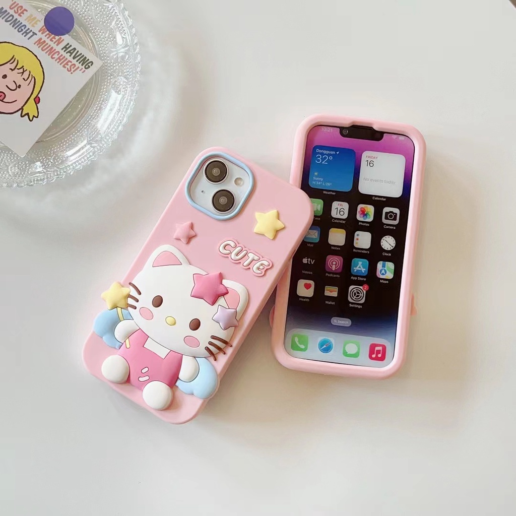 sanrio-เคสโทรศัพท์มือถือ-ซิลิโคนนุ่ม-ลาย-hello-kitty-สีรุ้ง-สําหรับ-iphone-14-11-13-12-pro-max-14pro-13pro