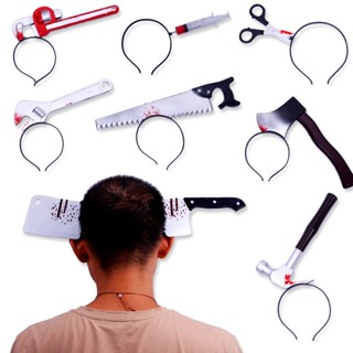 Halloween Hair Hoop Horror Blood Fake Ax Saws Gothic Headband Halloween Party Masquerade Cosplay Prop Decor Accessories