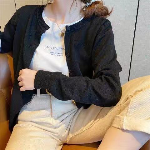 เสื้อแจ็กเก็ตคาร์ดิแกนแขนยาว-ผ้าถัก-ทรงหลวม-สีดํา-แฟชั่นฤดูใบไม้ร่วง-สําหรับผู้หญิง-0dip